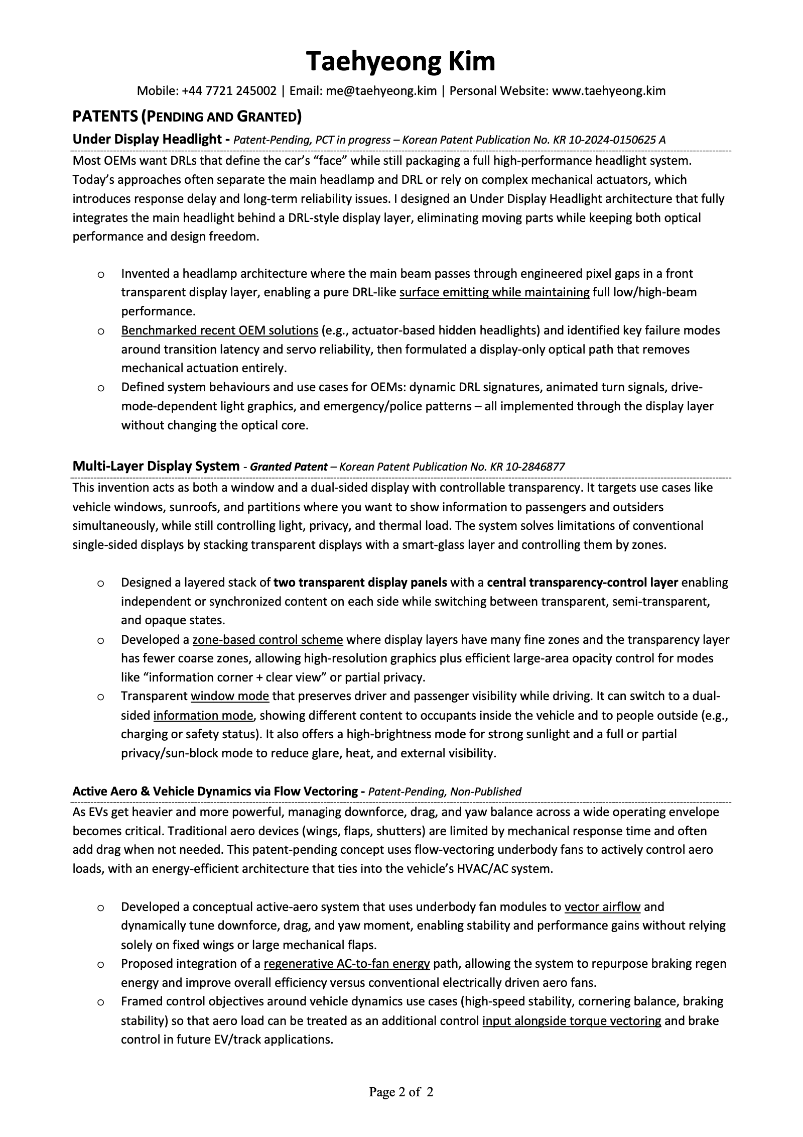 Resume page 2 of 2